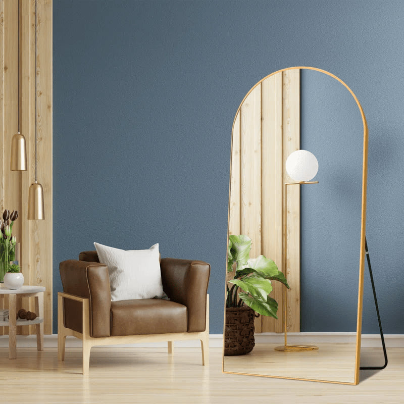 Specchio ad arco con cornice in alluminio